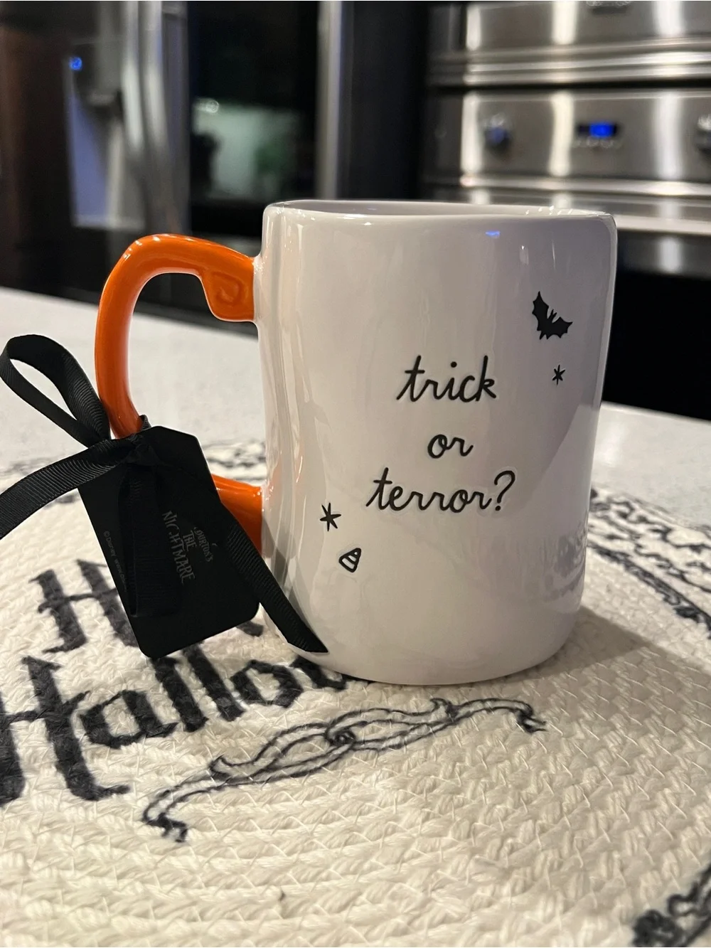 Rae Dunn Nightmare before Christmas Halloween mug - Orange & Black
